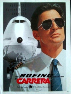 Nel 1989 Carrera lancia una linea di occhiali in collaborazione con Boeing